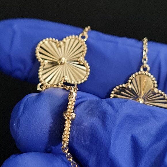 18k Gold Bracelet with clover charms - 5 charms - Picture 14 of 15